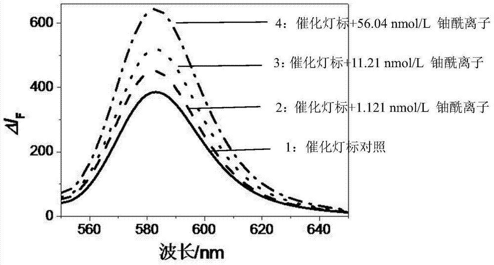 Catalytic light mark and preparation method thereof, and method for determination of trace uranium by catalytic light mark