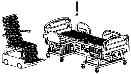 Synchronous movement control system and method for wheelchair and nursing bed body of robot nursing bed