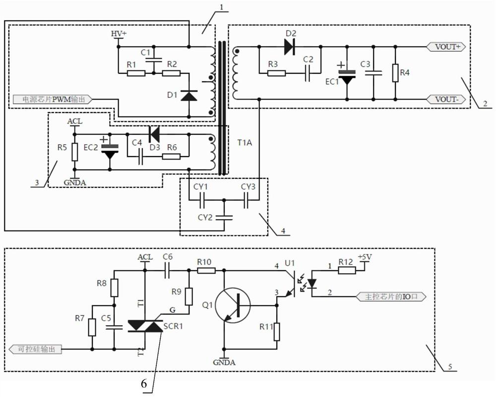 In the flyback power supply, the circuits and electrical appliances that use thyristor isolation to control high-power loads