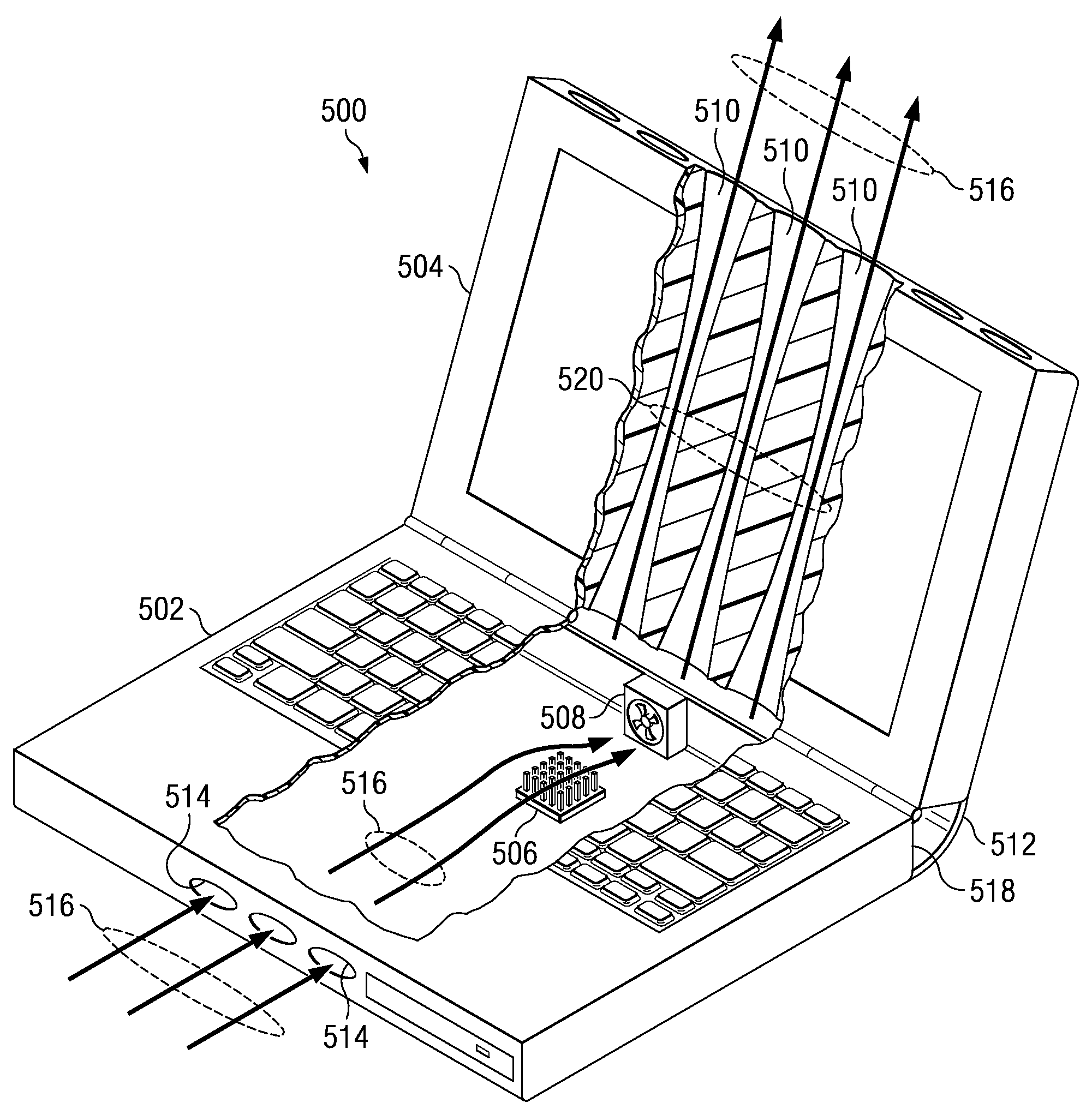 Venturi bernoulli heat extraction system for laptop computers