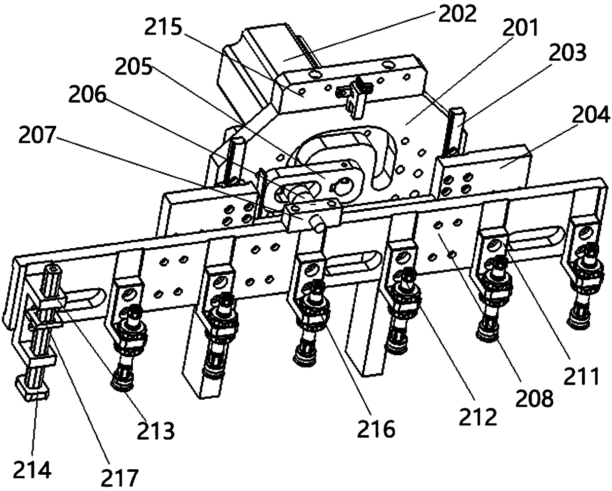 Moving transmission device of electronic connector testing packaging machine