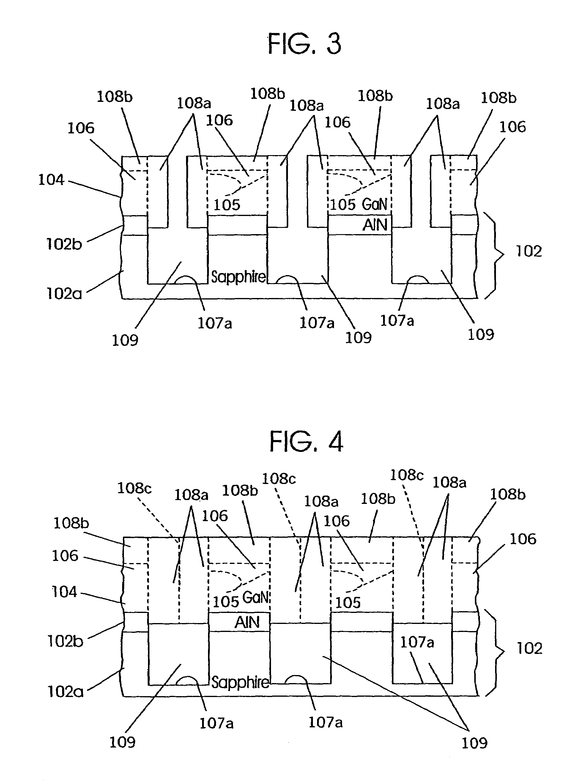 Pendeoepitaxial methods of fabricating gallium nitride semiconductor layers on sapphire substrates, and gallium nitride semiconductor structures fabricated thereby