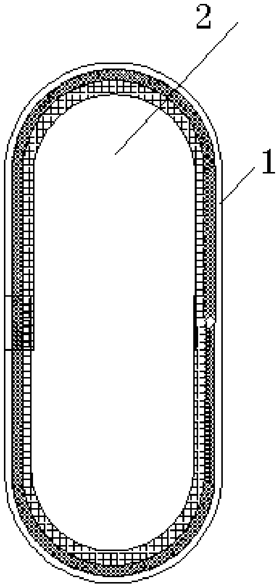 Elliptical round three-layer biological membrane