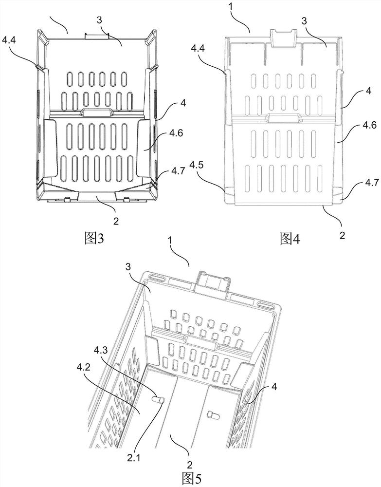 Extensible container and system including such container
