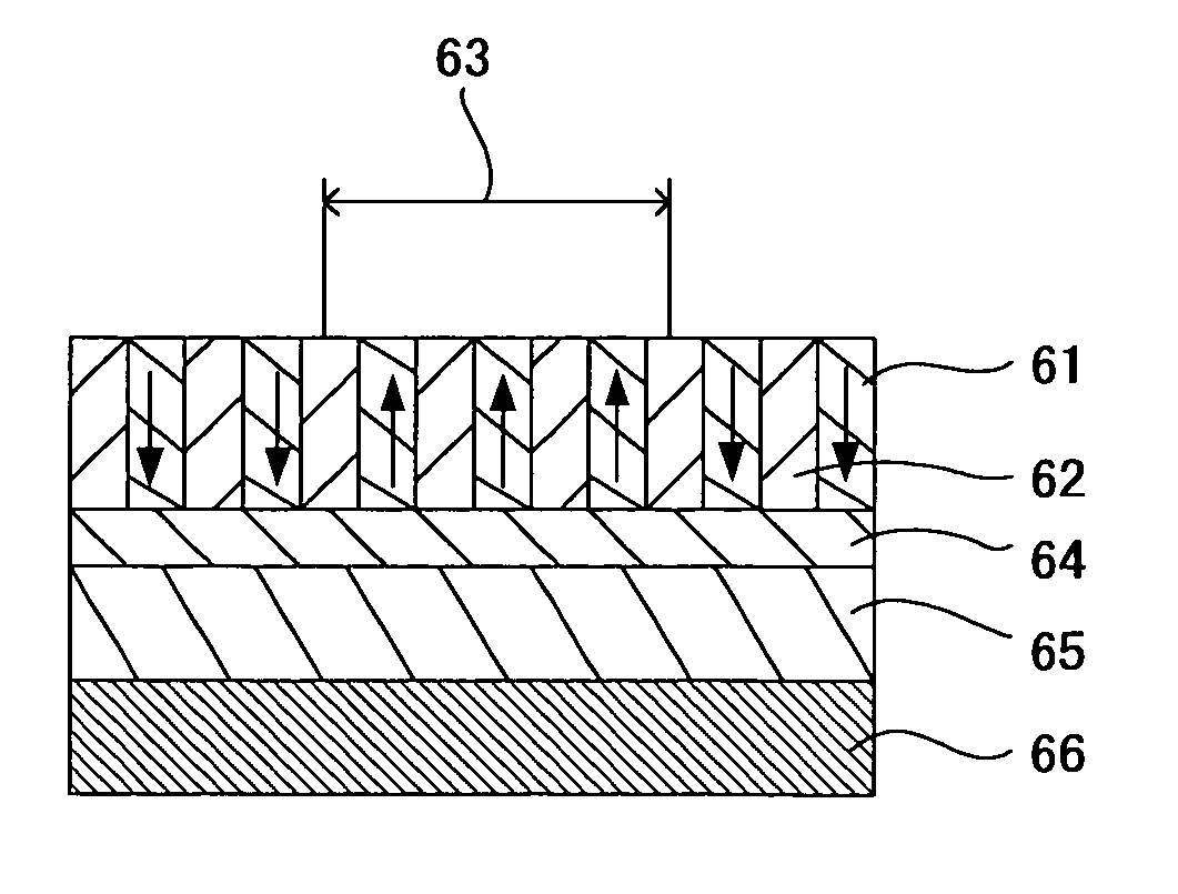 Nanoholes and production thereof, stamper and production thereof, magnetic recording media and production thereof, and, magnetic recording apparatus and method