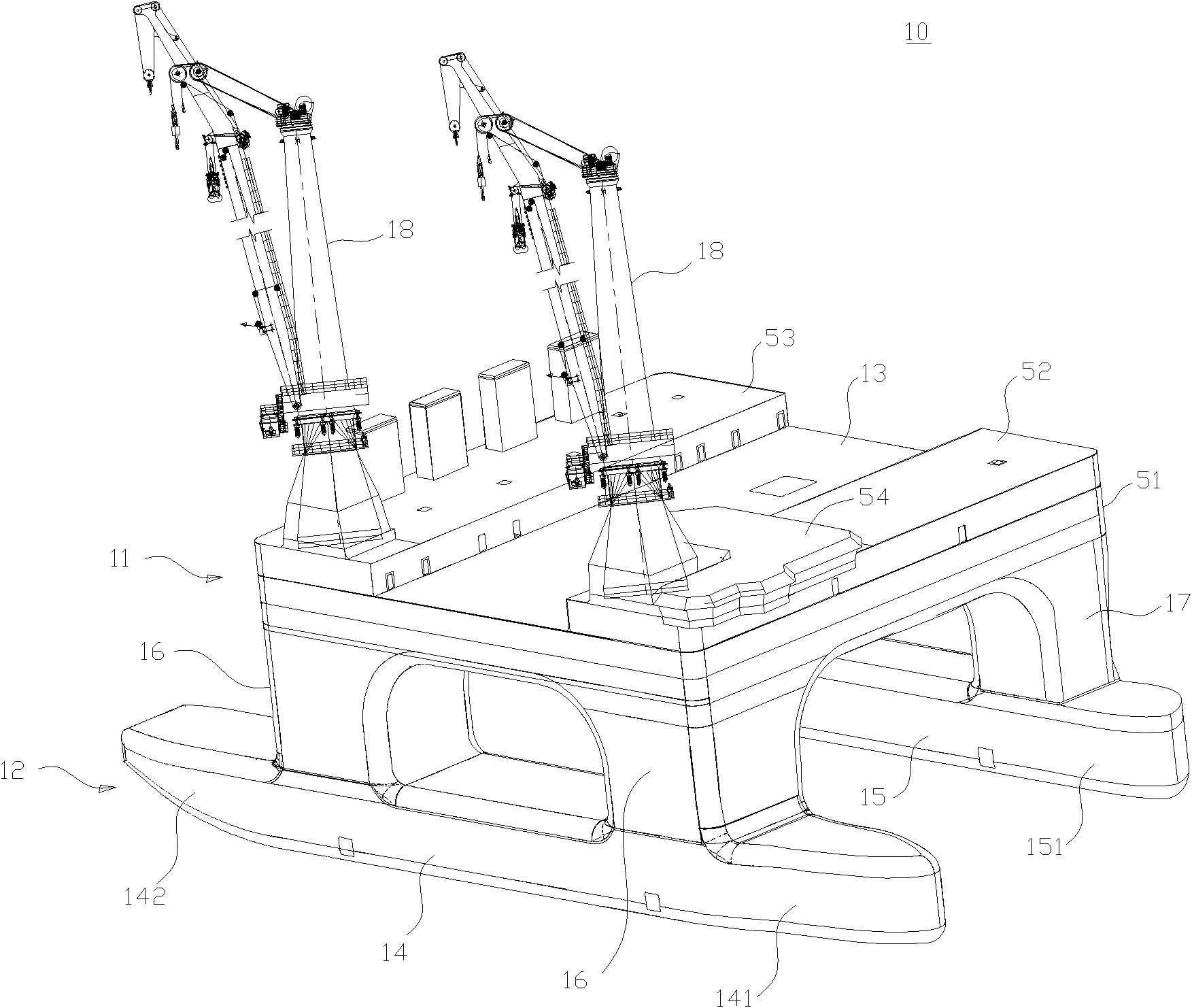 Semi-submersible lifting living platform