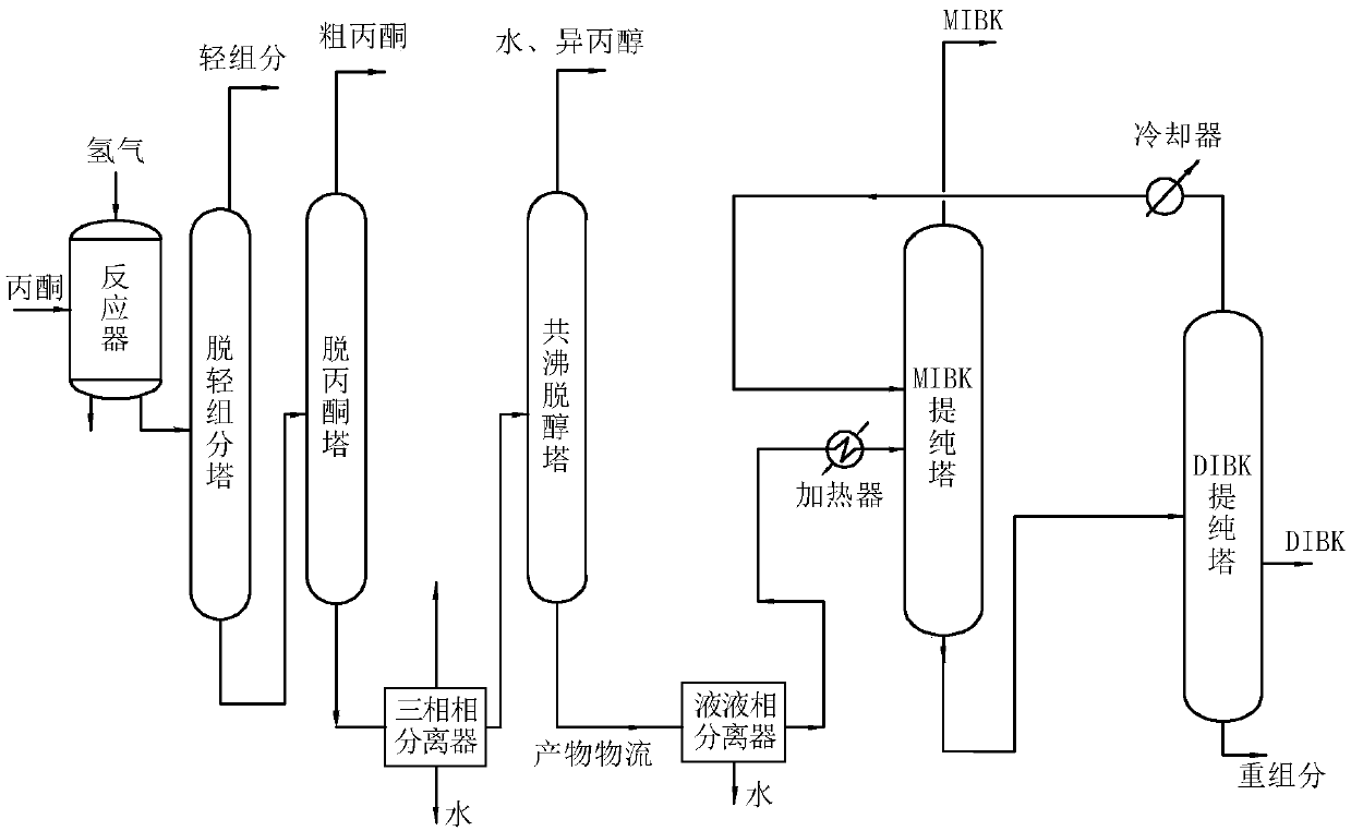 Production technology for co-producing methyl isobutyl ketone and diisobutyl ketone