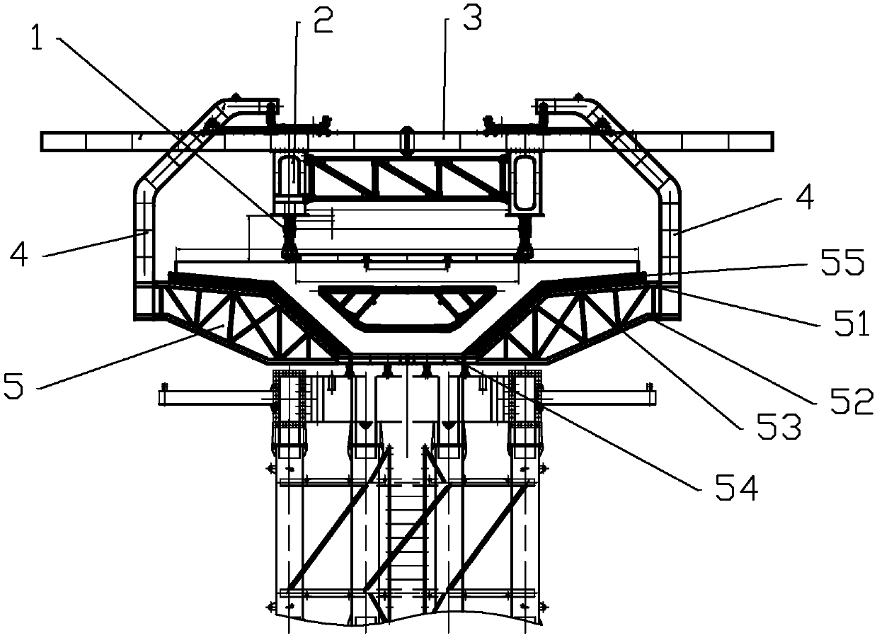 Segmented beam pier top cast-in-situ movable framework