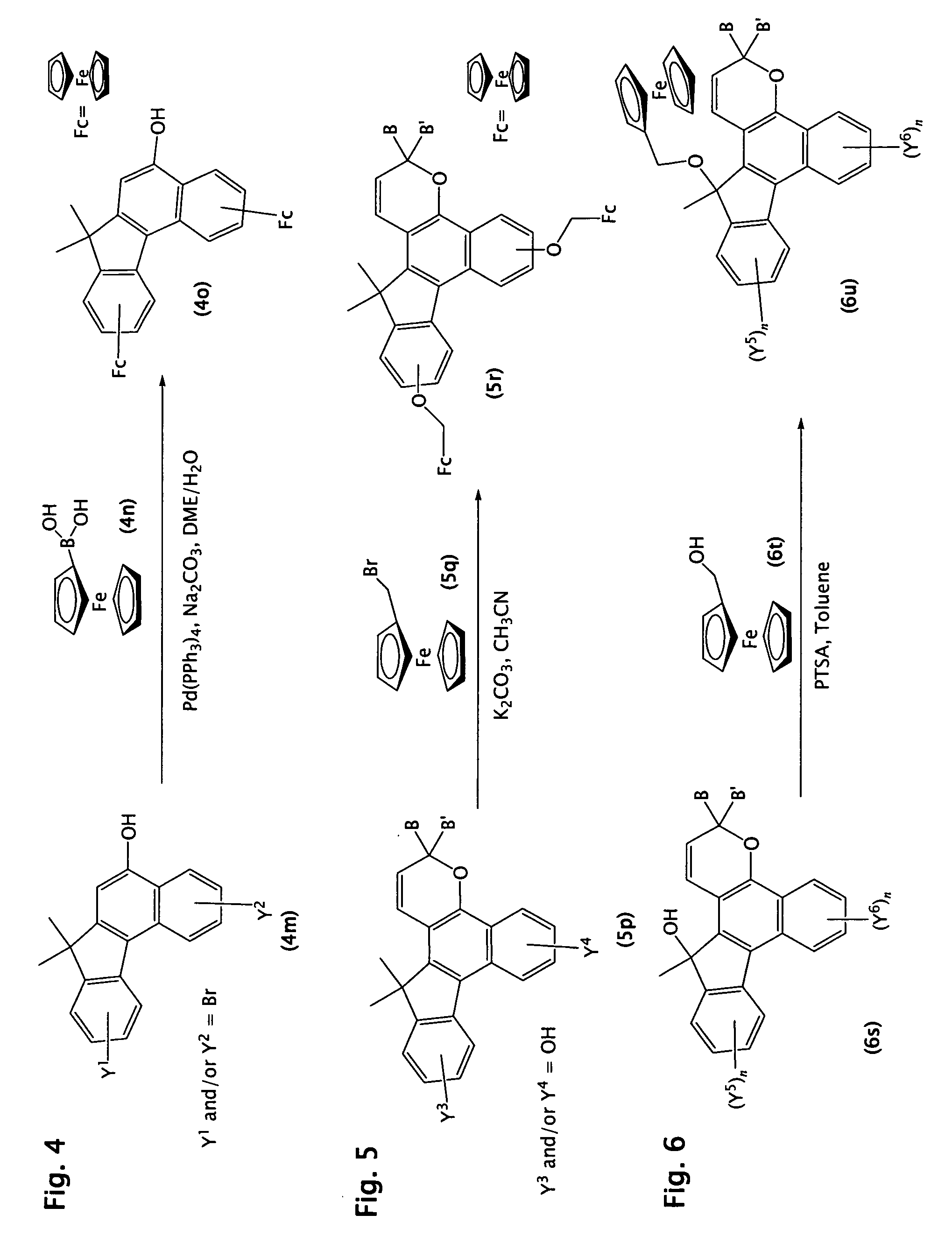 Photochromic materials comprising metallocenyl groups