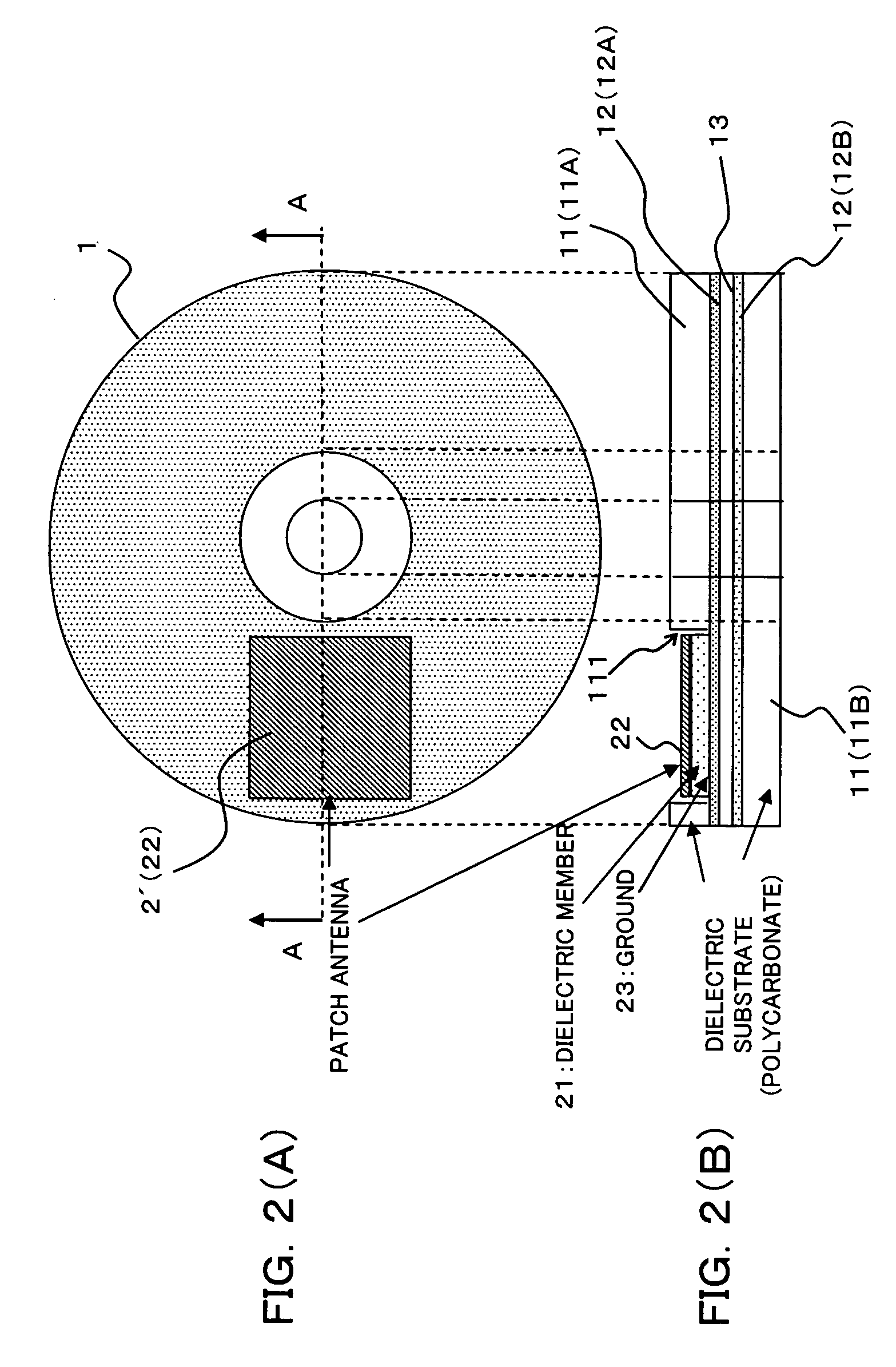 Radio tag antenna structure for an optical recording medium and a case for an optical recording medium with a radio tag antenna