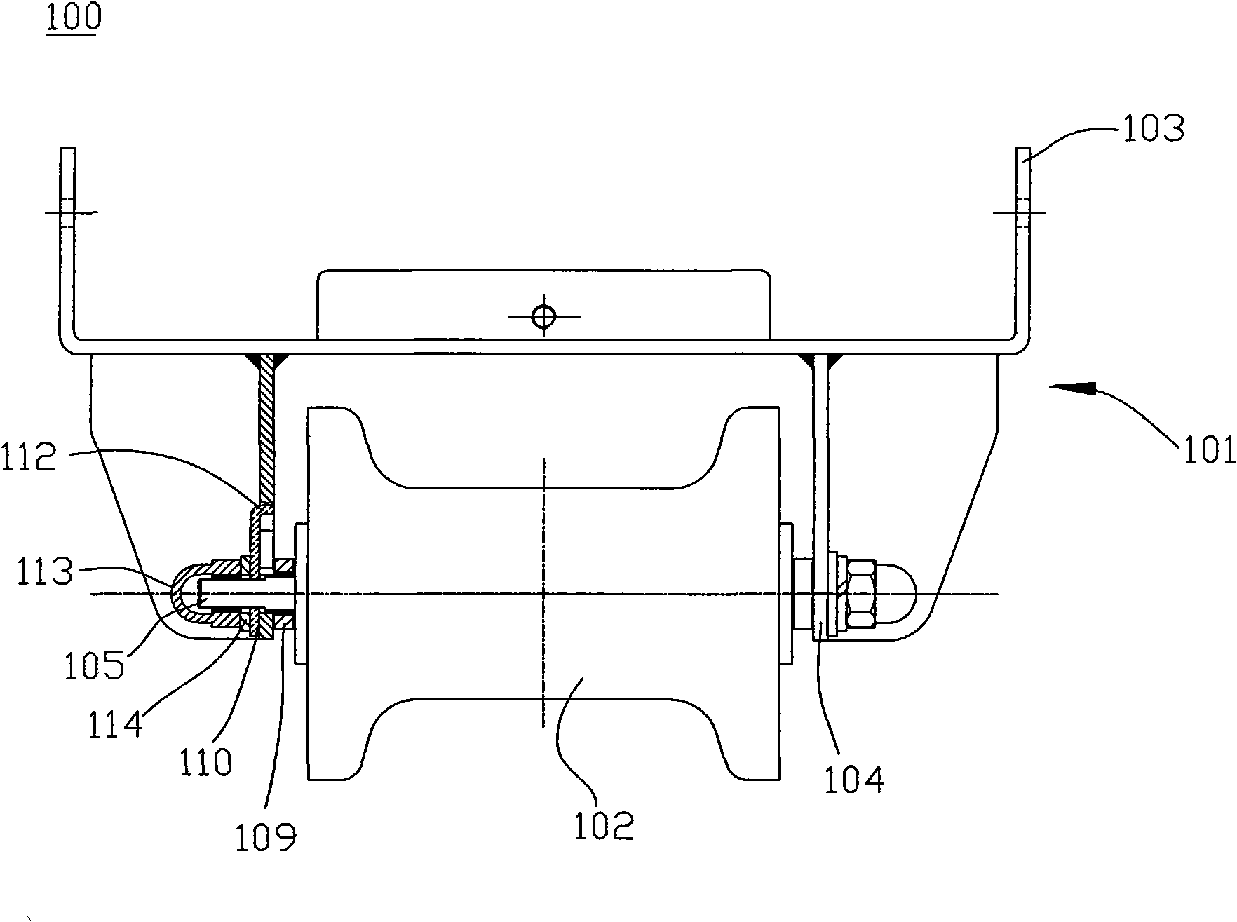 Support device of movable light fitting