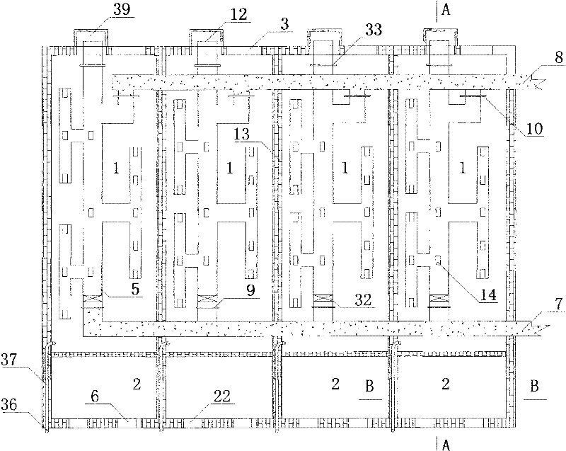 Waste heat-sharing integral-body compact flue-curing barn and operating-using method thereof