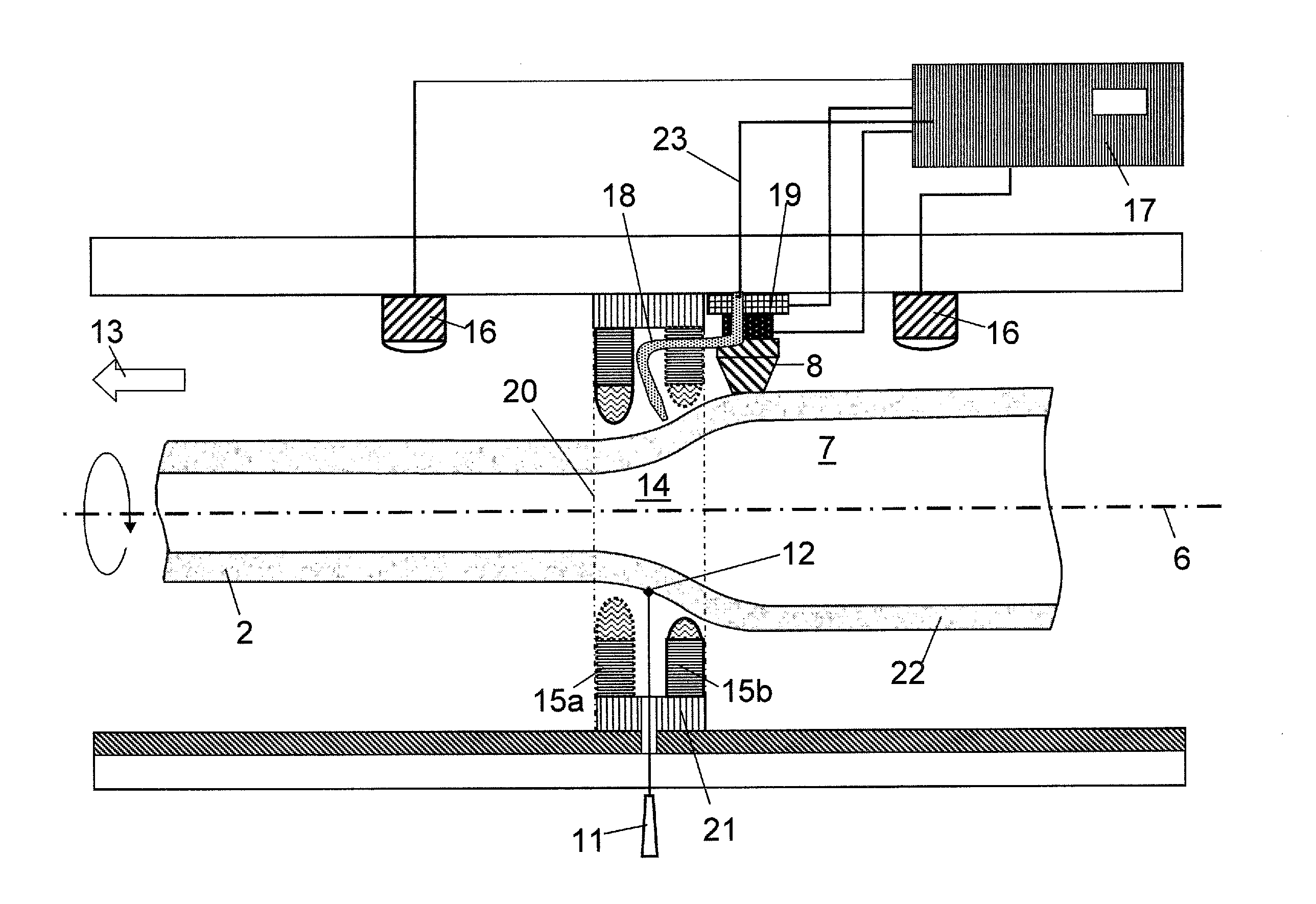 Method and apparatus for producing a tube of glass