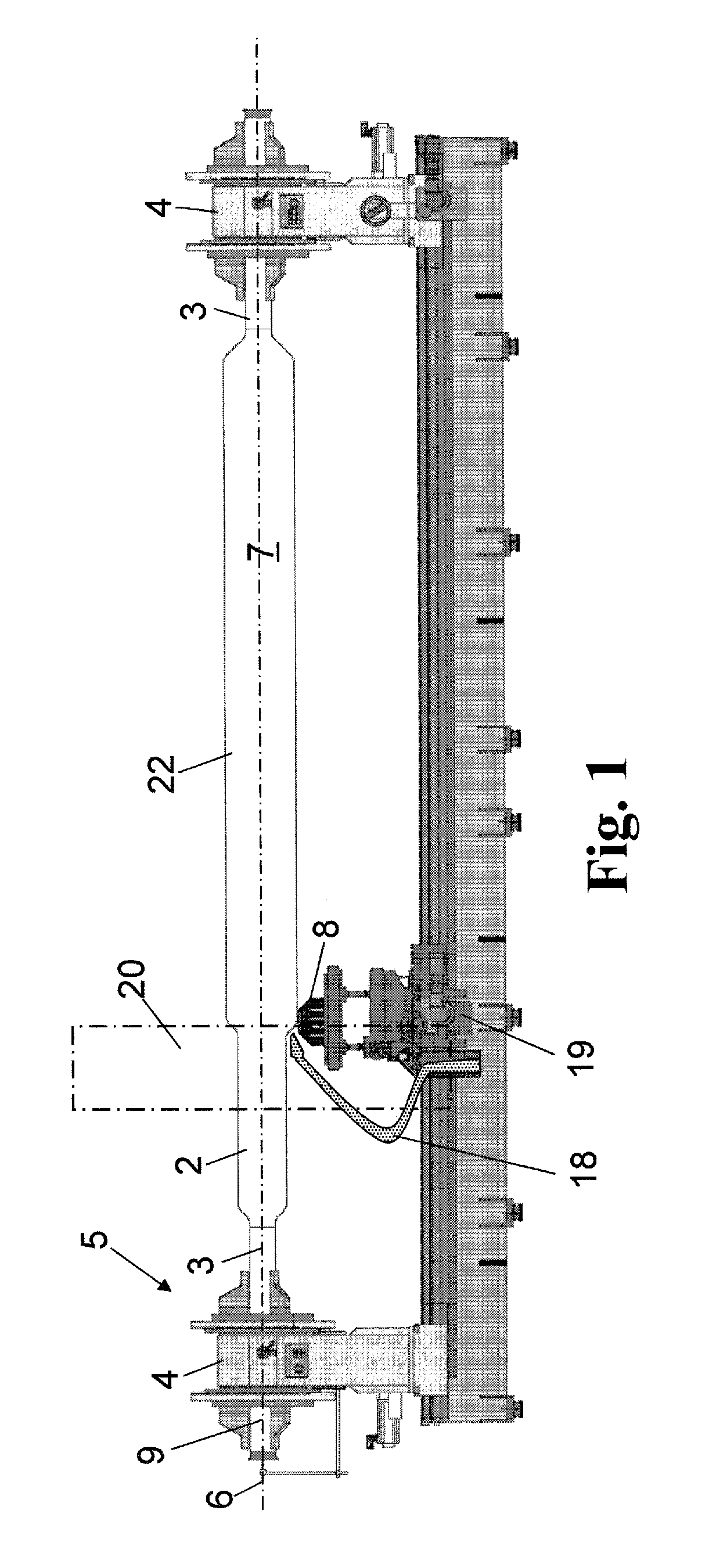 Method and apparatus for producing a tube of glass