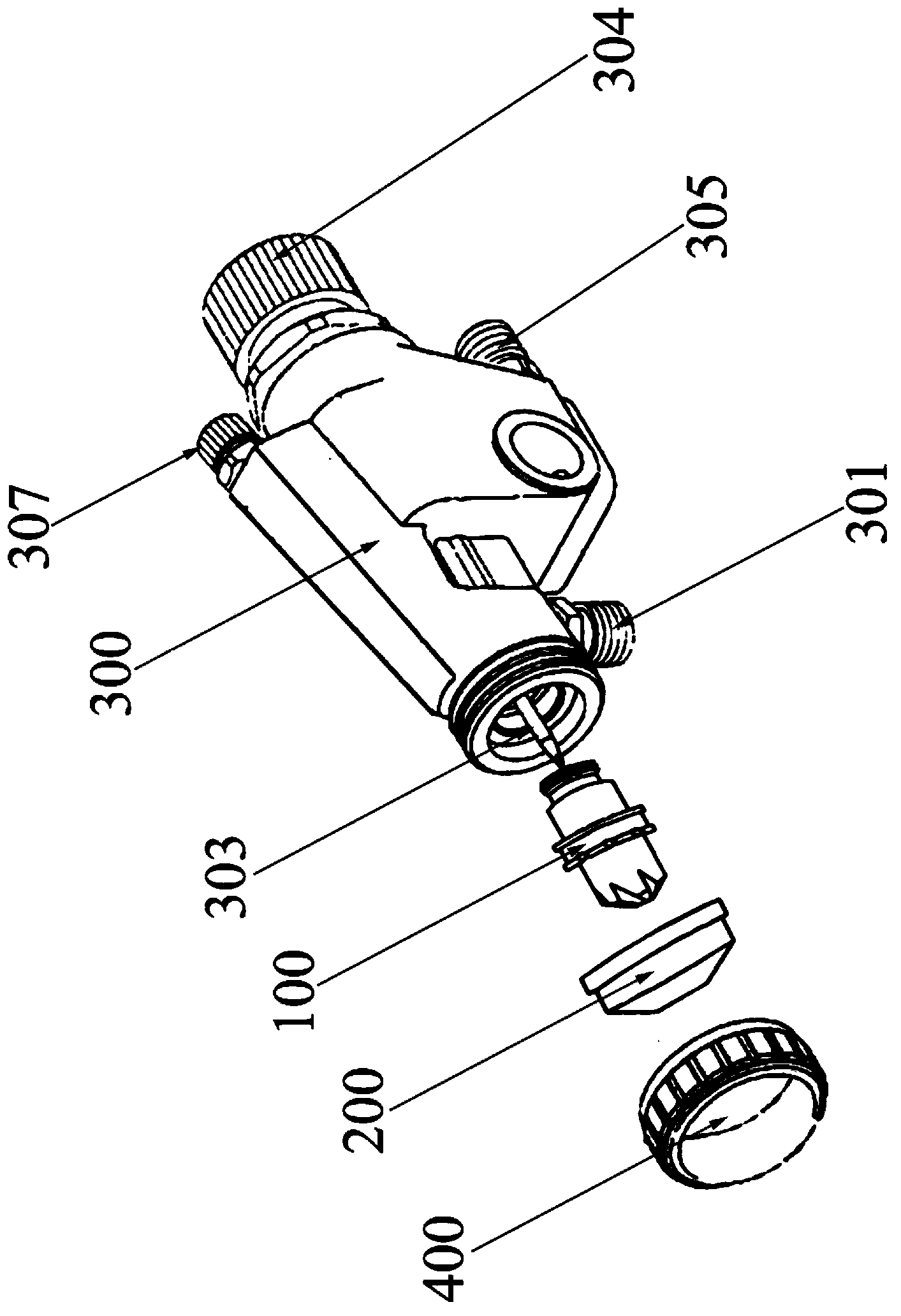 Nozzle component for viscous liquid and spray gun with nozzle component