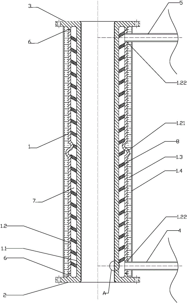 Coke oven ascension pipe raw gas evaporative cooling device and preparation method thereof