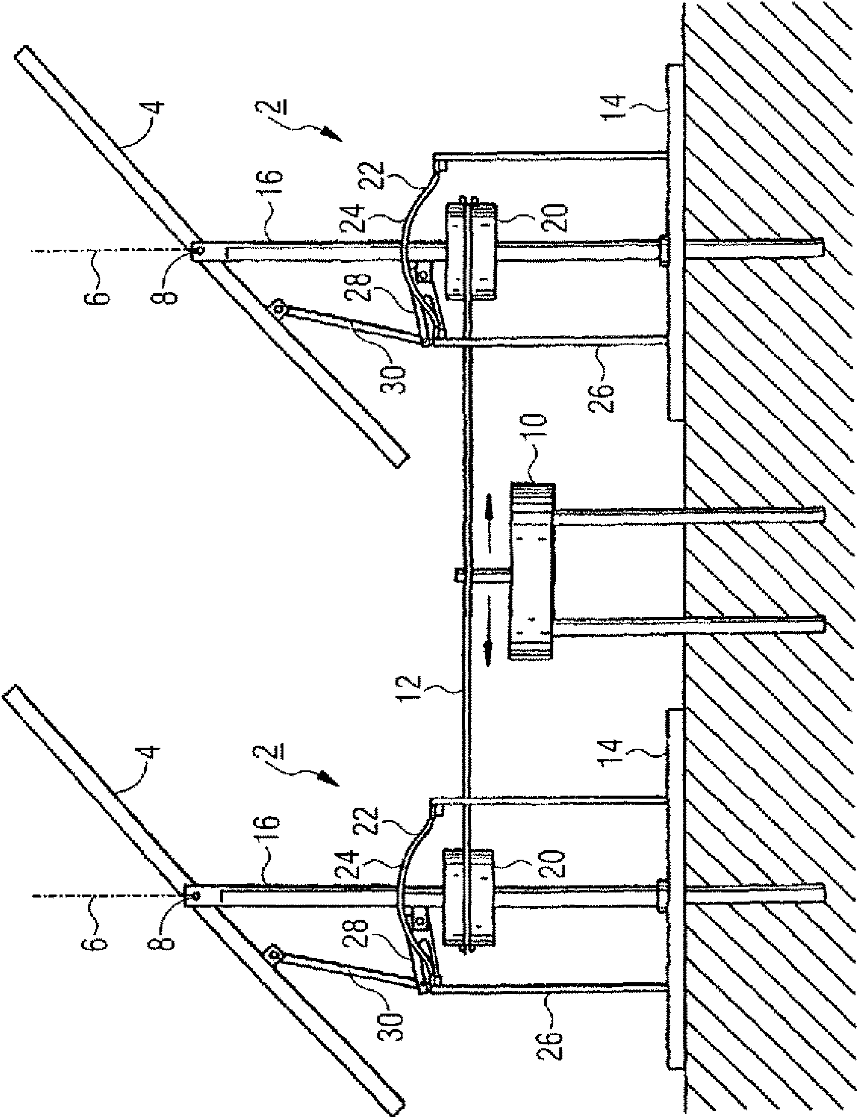 Tracking device for a photovoltaic system, and method for installing such a tracking device