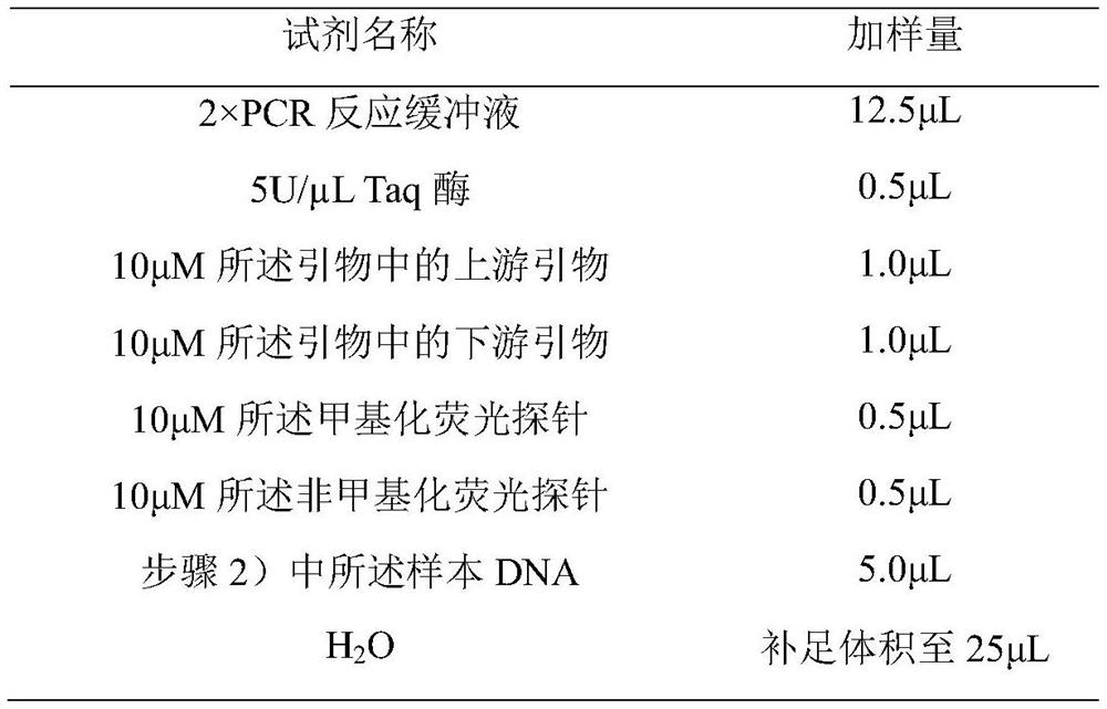 A kind of primer probe composition and application thereof for detecting dna methylation level