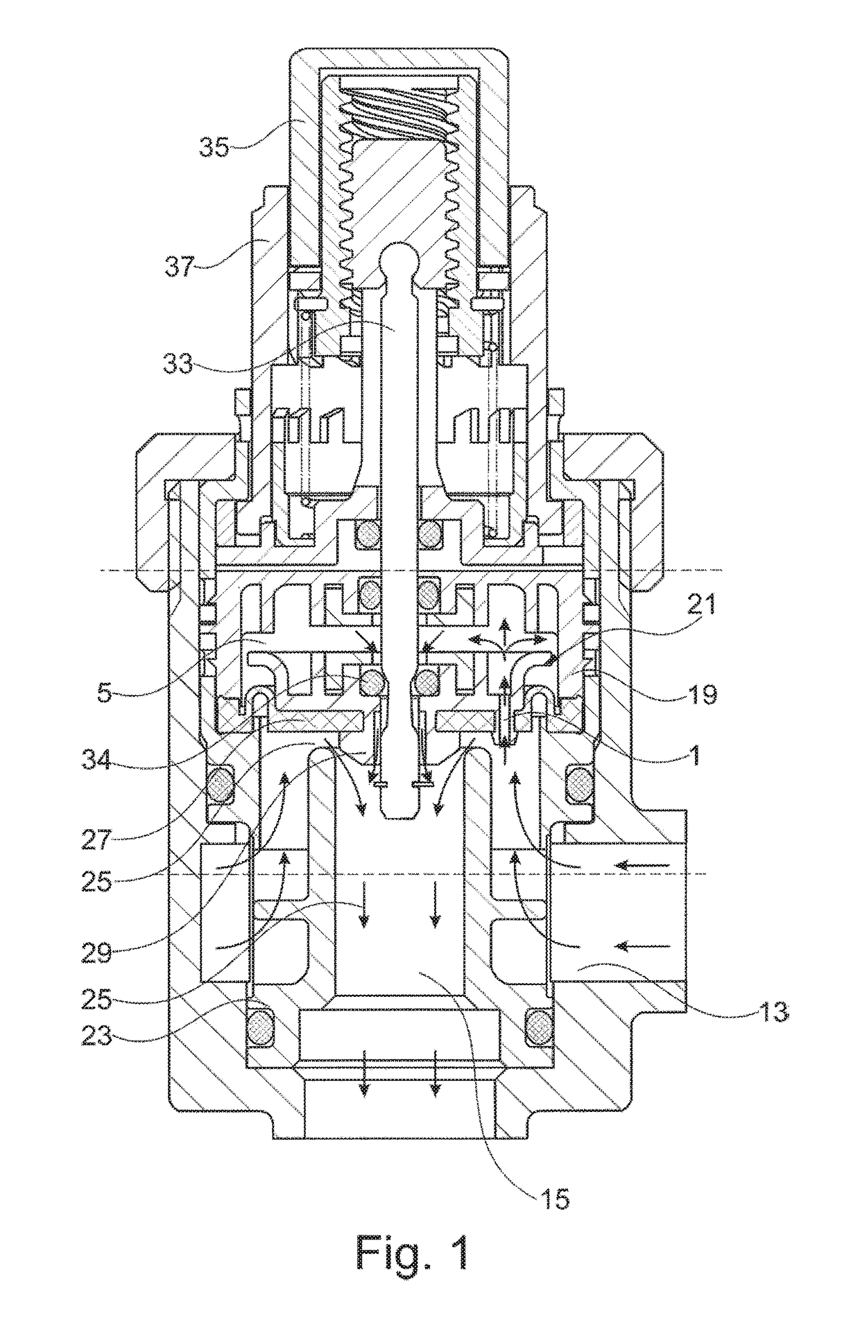 Process medium-controlled regulating valve