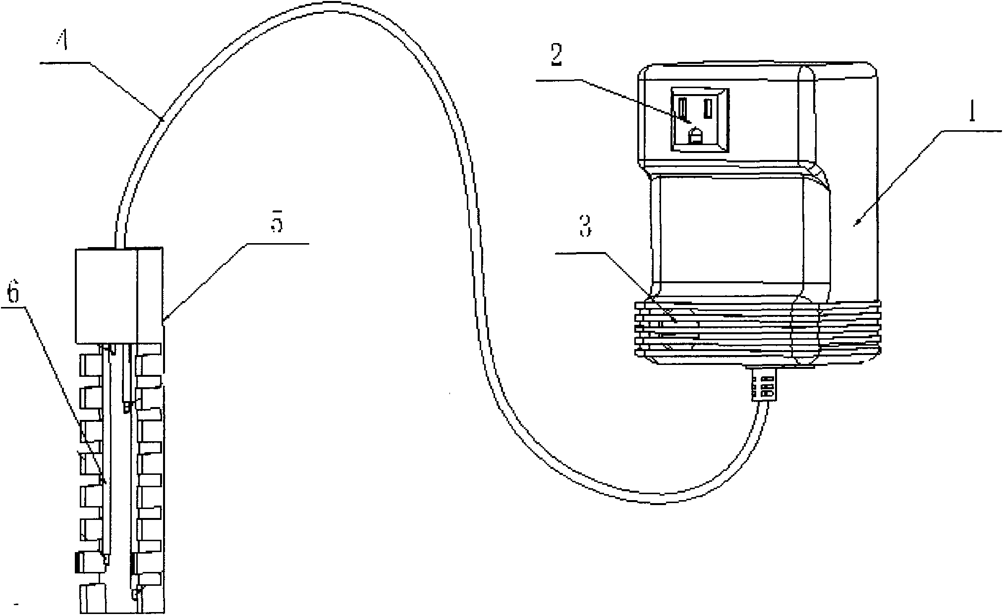 Split structure of probe and switch box