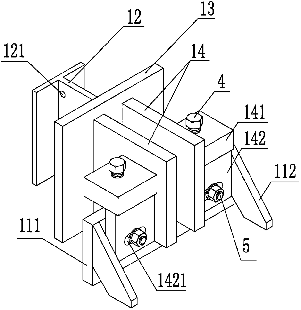 A connection node between load-bearing prefabricated concrete exterior wall and steel beam