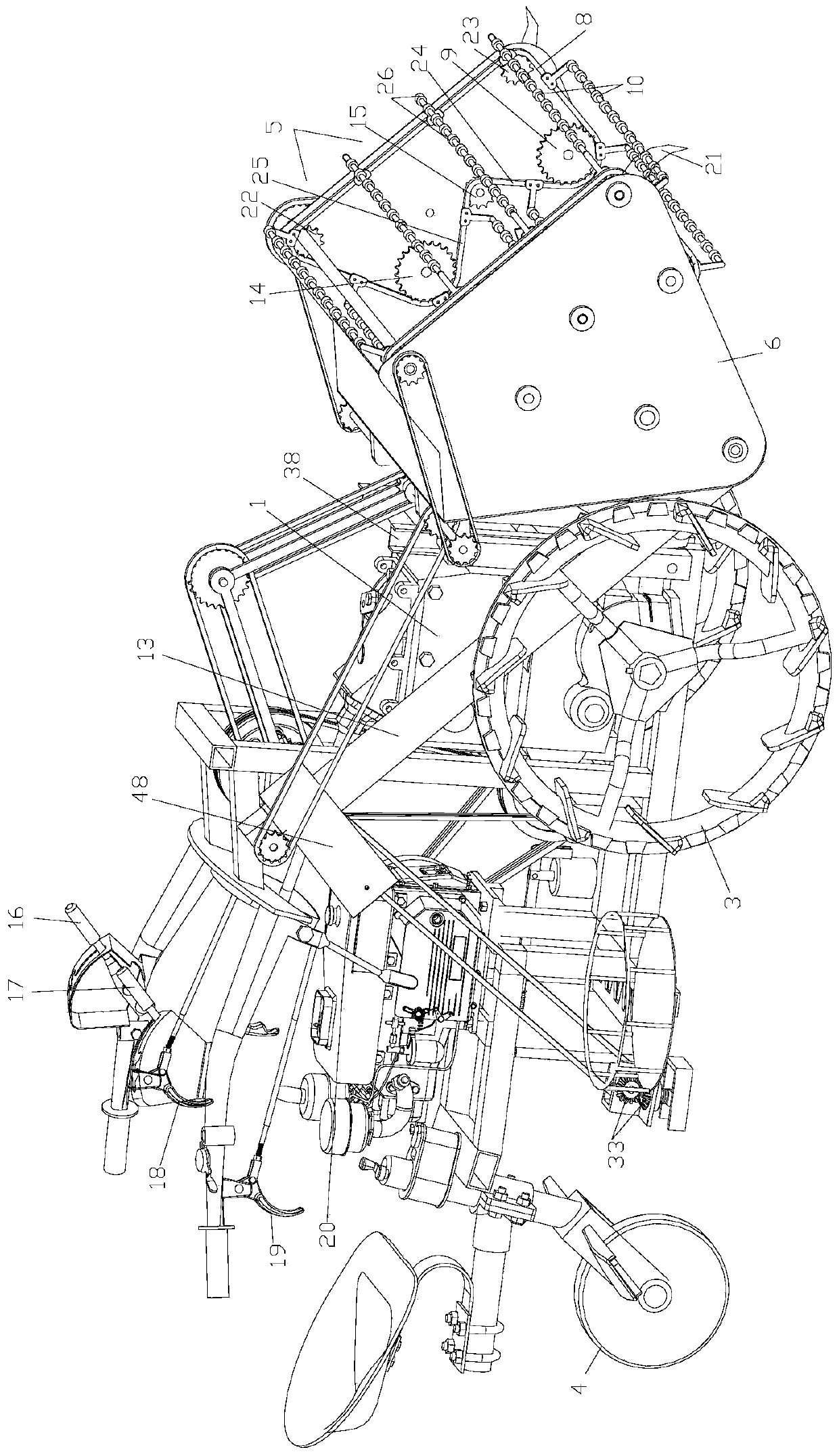 Self-propelled twisting crop first removes and then cuts threshing and cutting rod integrated harvester