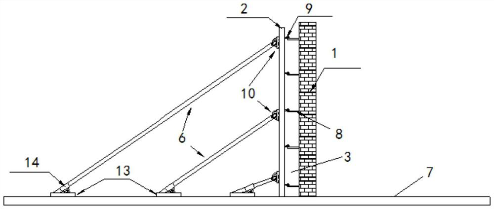 Existing building wall single-face reinforcing system and construction method