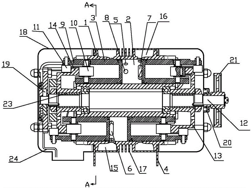 Axial opposed piston tubular cam drive type five stroke engine