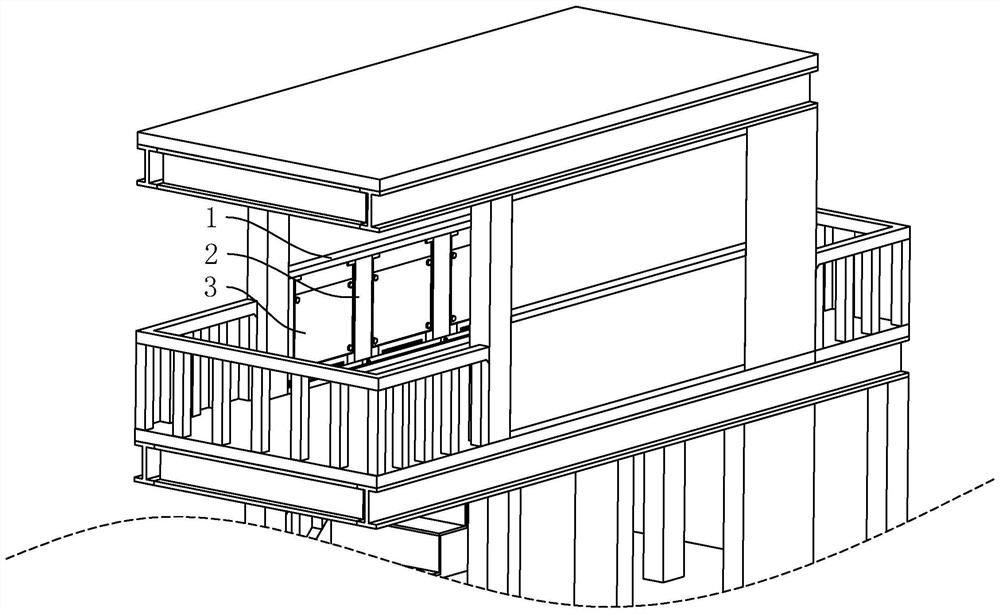 A prefabricated steel keel foam concrete wall panel installation structure