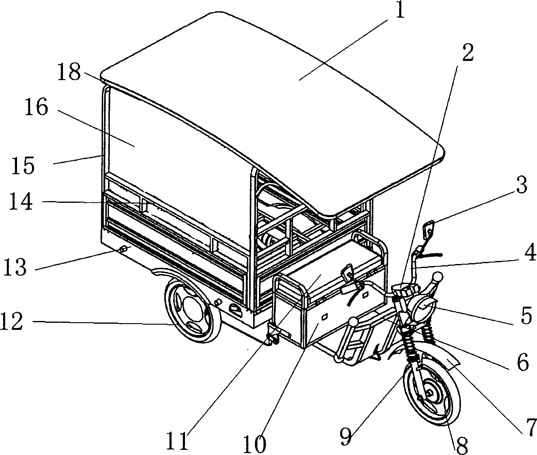 Electric tricycle with solar canopy