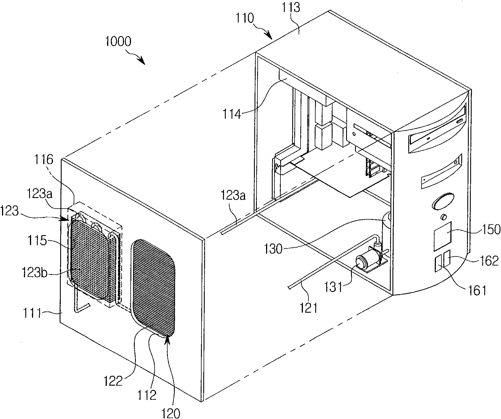 Apparatus for cooling computer body by introducing cooling air therein
