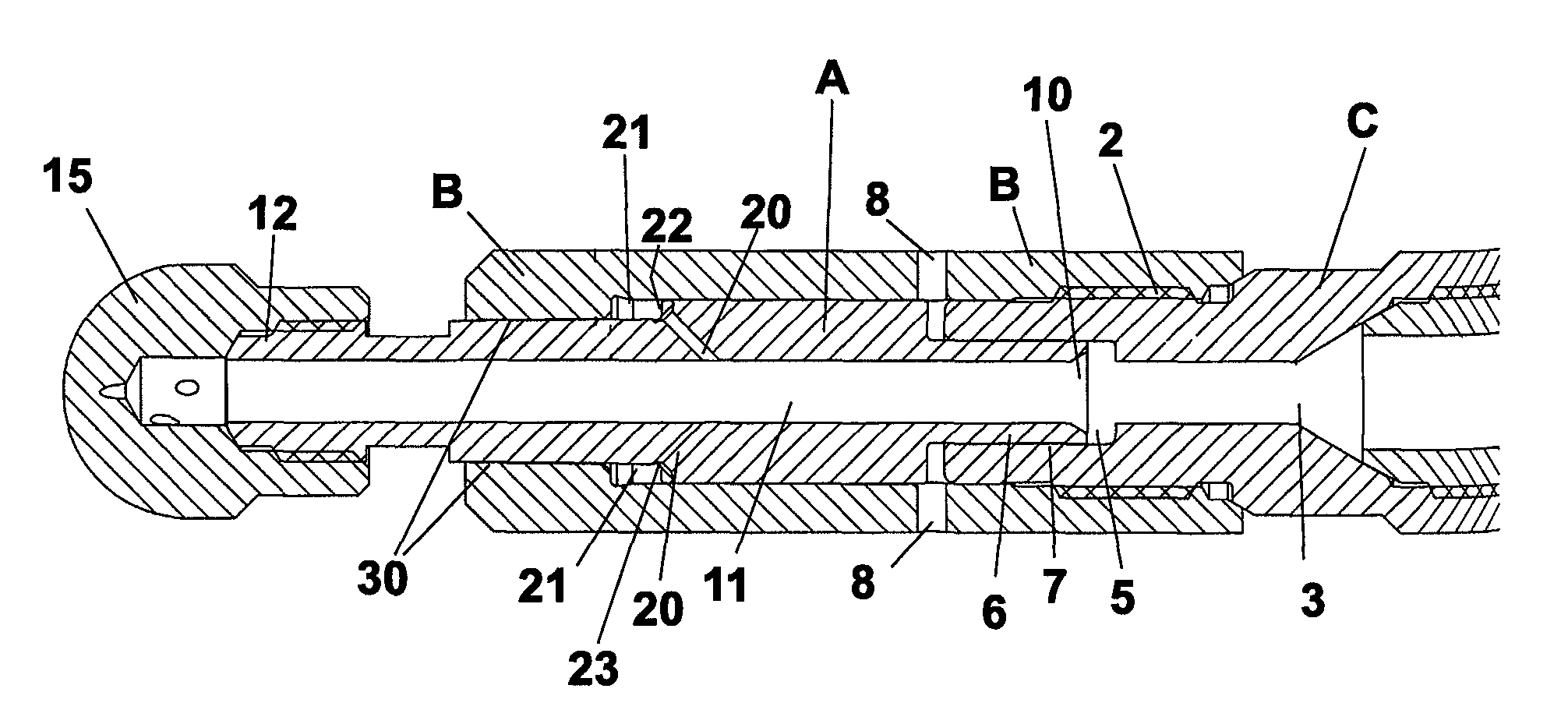 Self regulating fluid bearing high pressure rotary nozzle with balanced thrust force