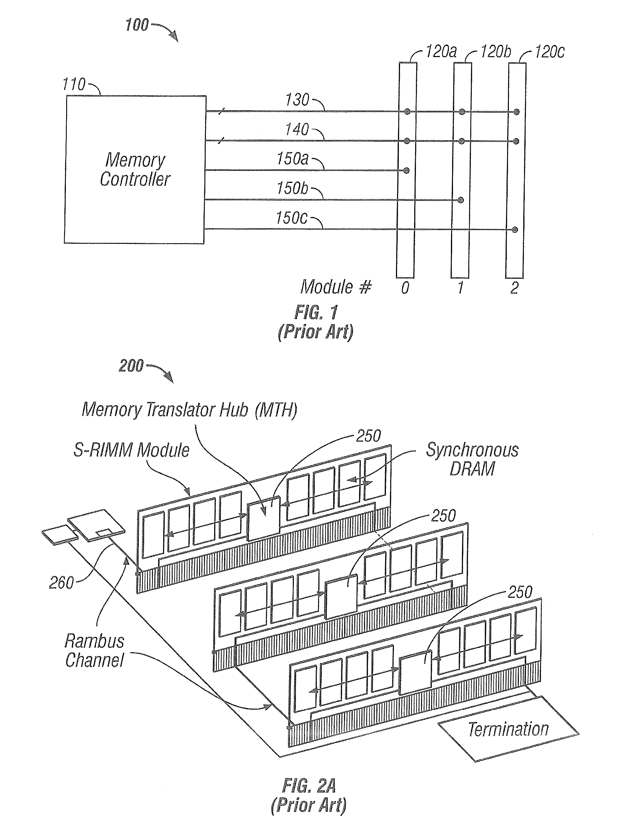 Buffered memory having a control bus and dedicated data lines