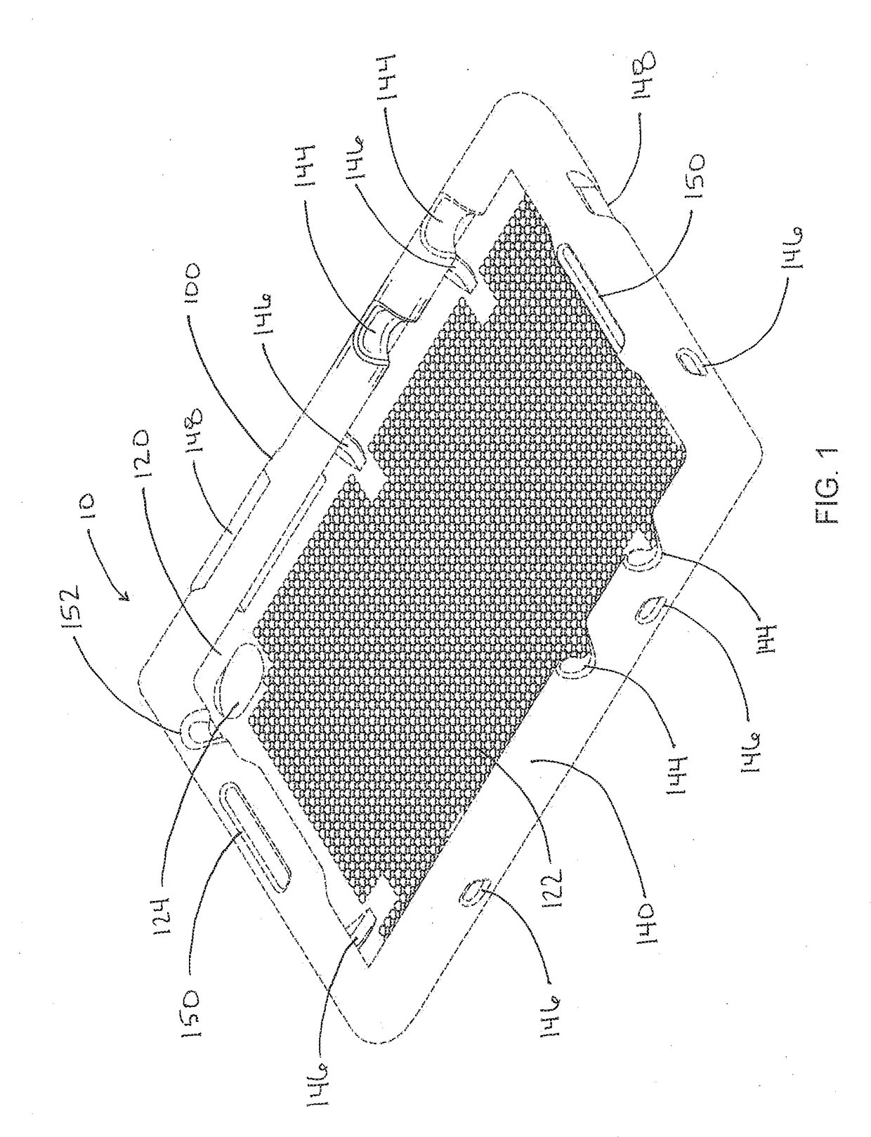 Electronic device protection apparatus with off-screen swiping interface