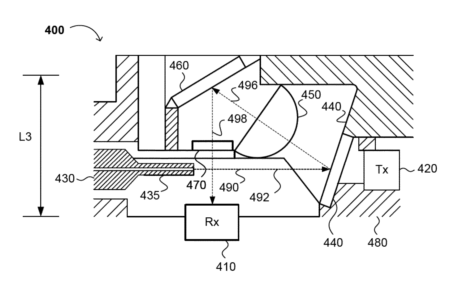 Optical receiver with reduced cavity size and methods of making and using the same