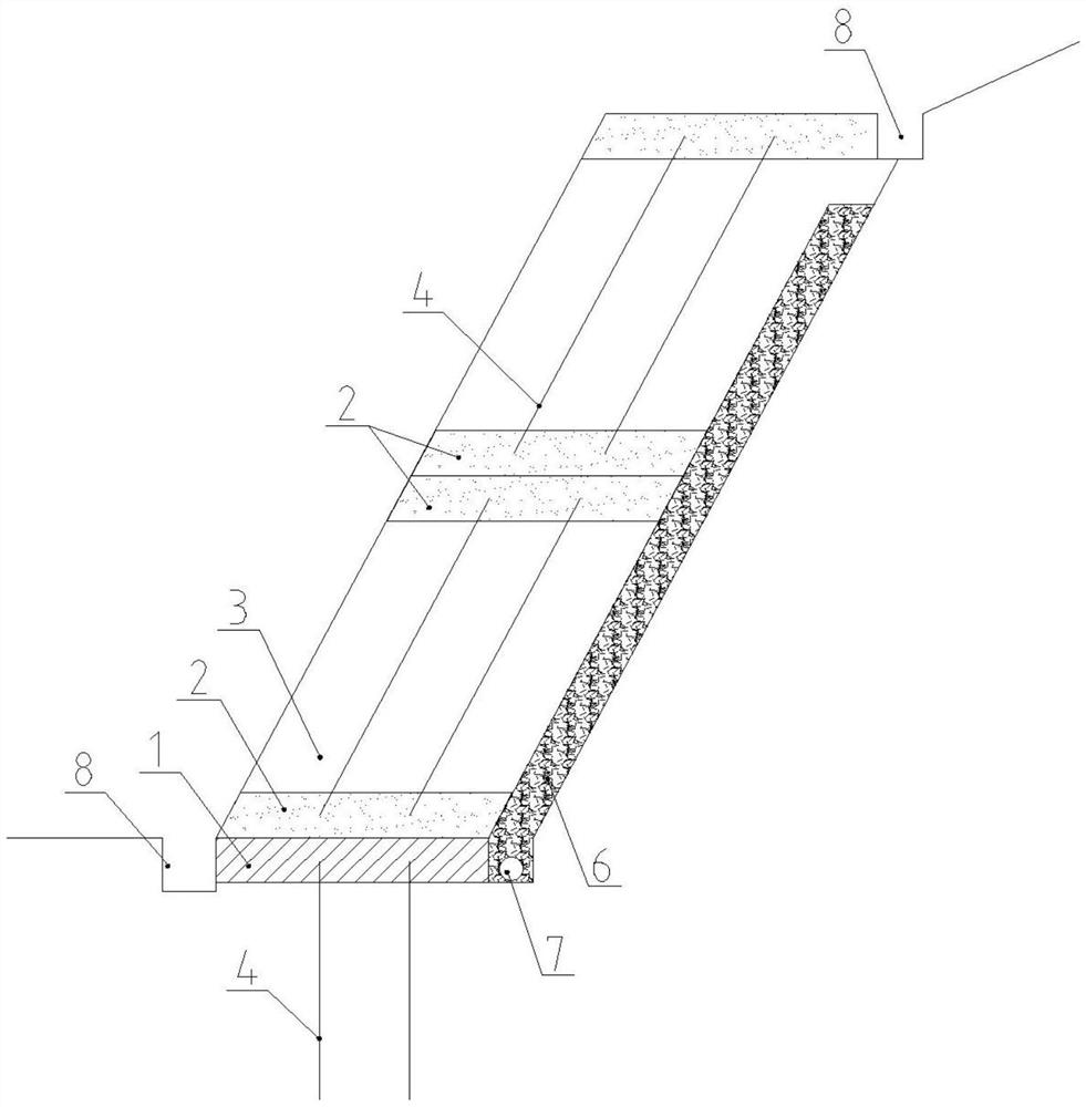 Slope reinforcing retaining wall and construction method thereof