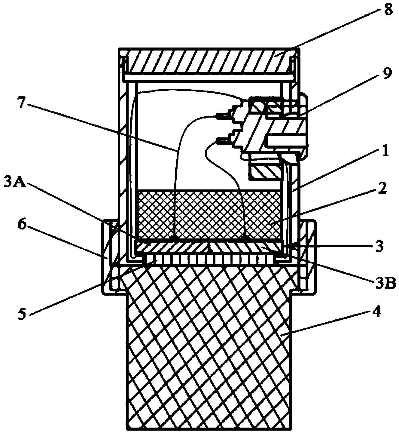 Integrated impulse ultrasound-sound transmitting transducer for detecting composite materials