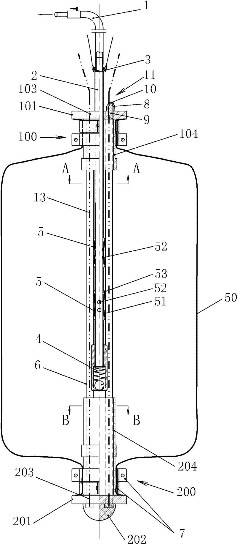 Grouting device combining exhausting and grout backflow preventing functions and construction method of geotechnical engineering structural elements using the same