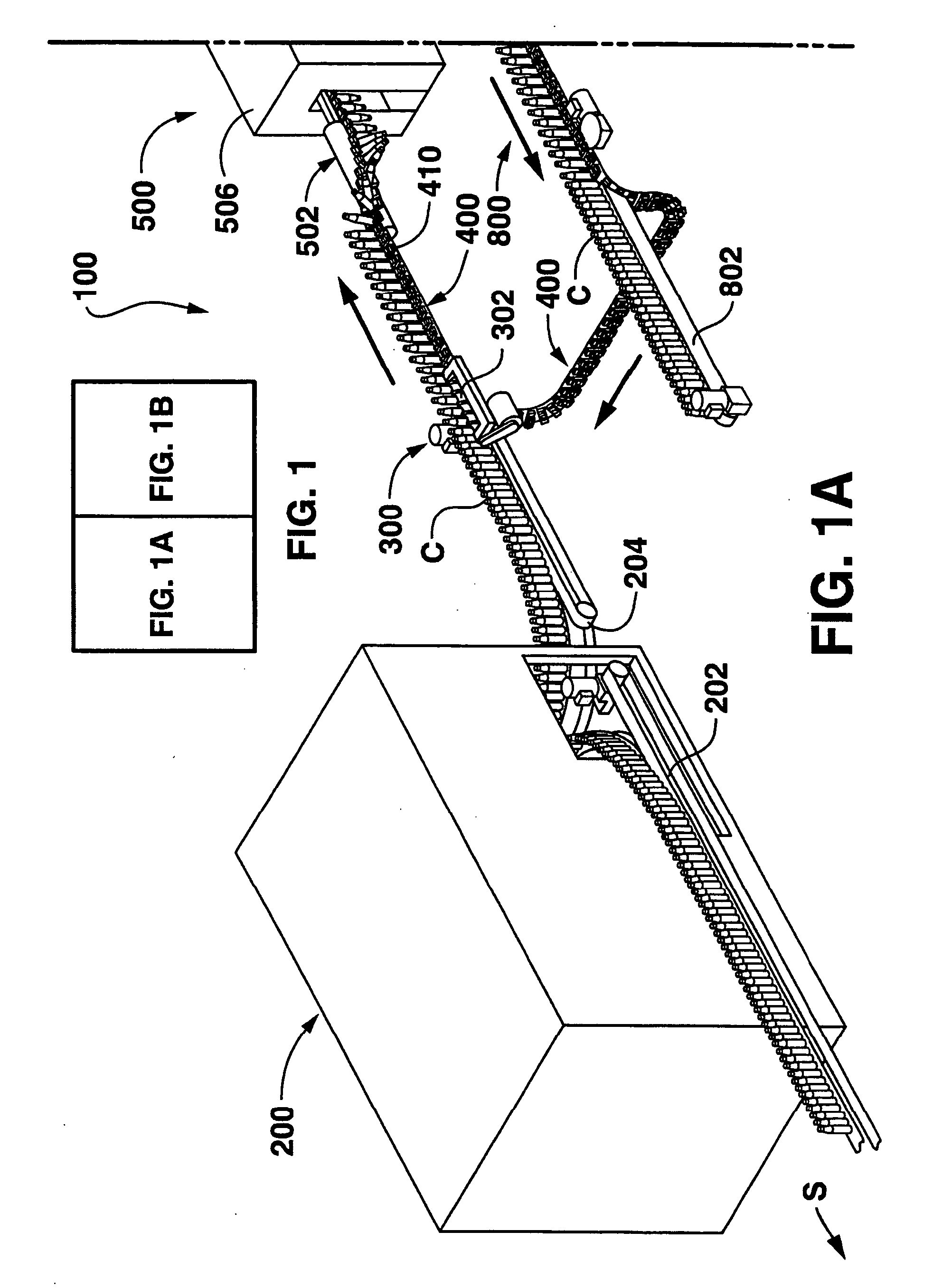 Neck gripping conveyor and link, and related rotary filler and system