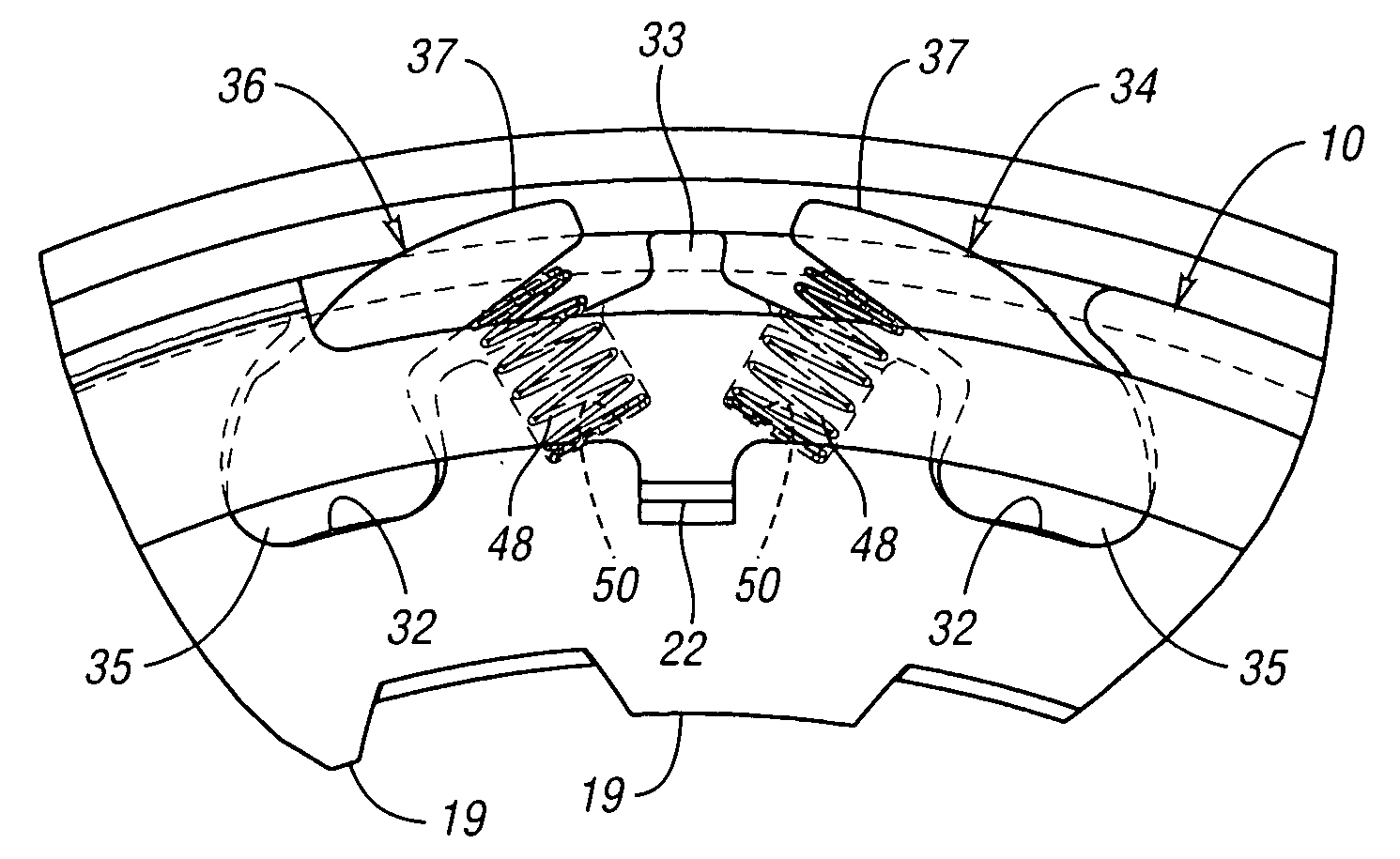 Overrunning radial coupling assembly and method for controlling the engagement of inner and outer members of the assembly