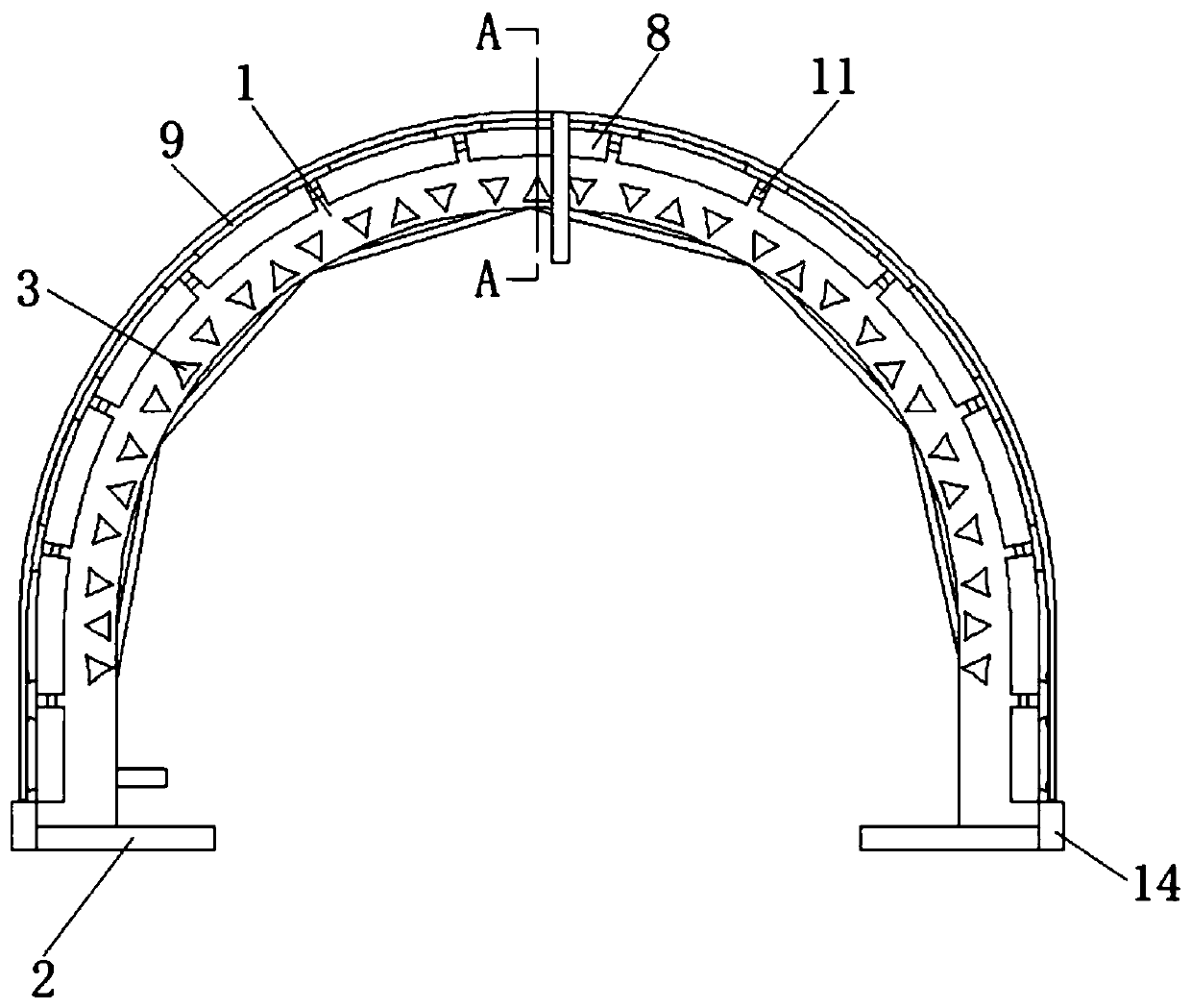 Active stress eliminating device for tunnel construction and active stress eliminating method