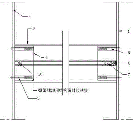 Aluminum alloy cross beam and upright post connecting structure for fixing glass curtain wall
