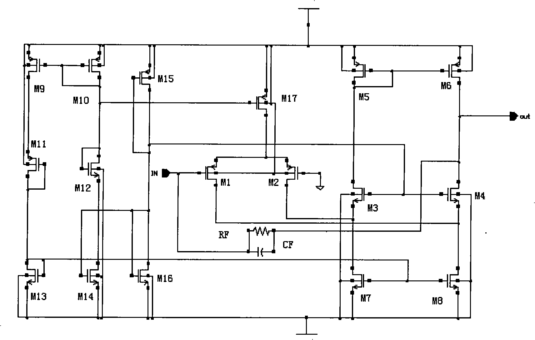 Differential input low-temperature infrared detector weak current amplifier