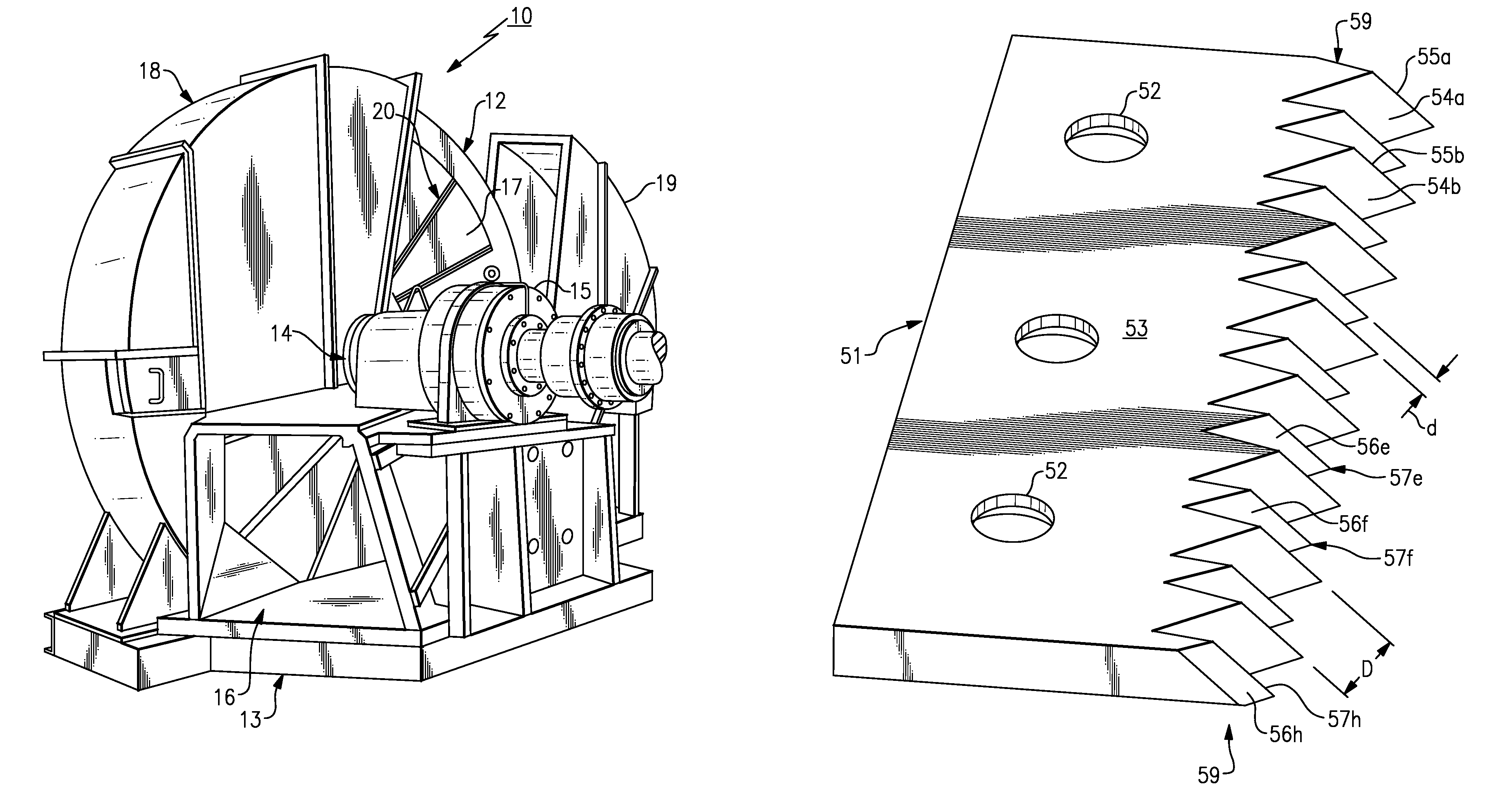 Primary and counter knife assembly for use in wood chipper