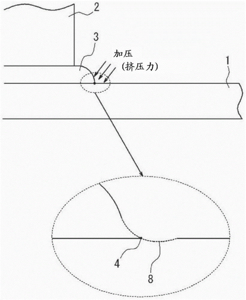 Pounding end, hammering method and welded joint using the method