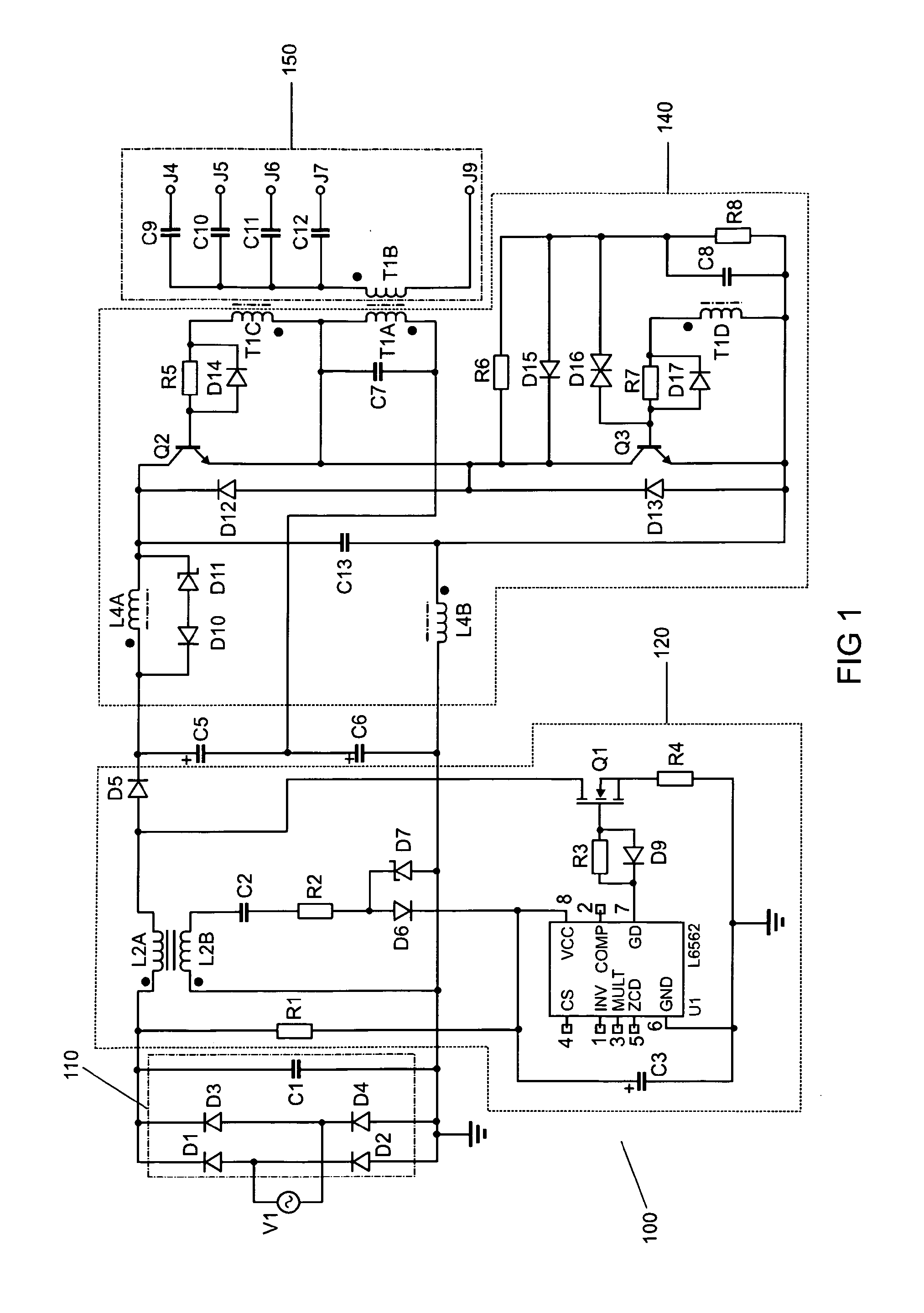 Electronic ballast for lighting unit and lighting apparatus