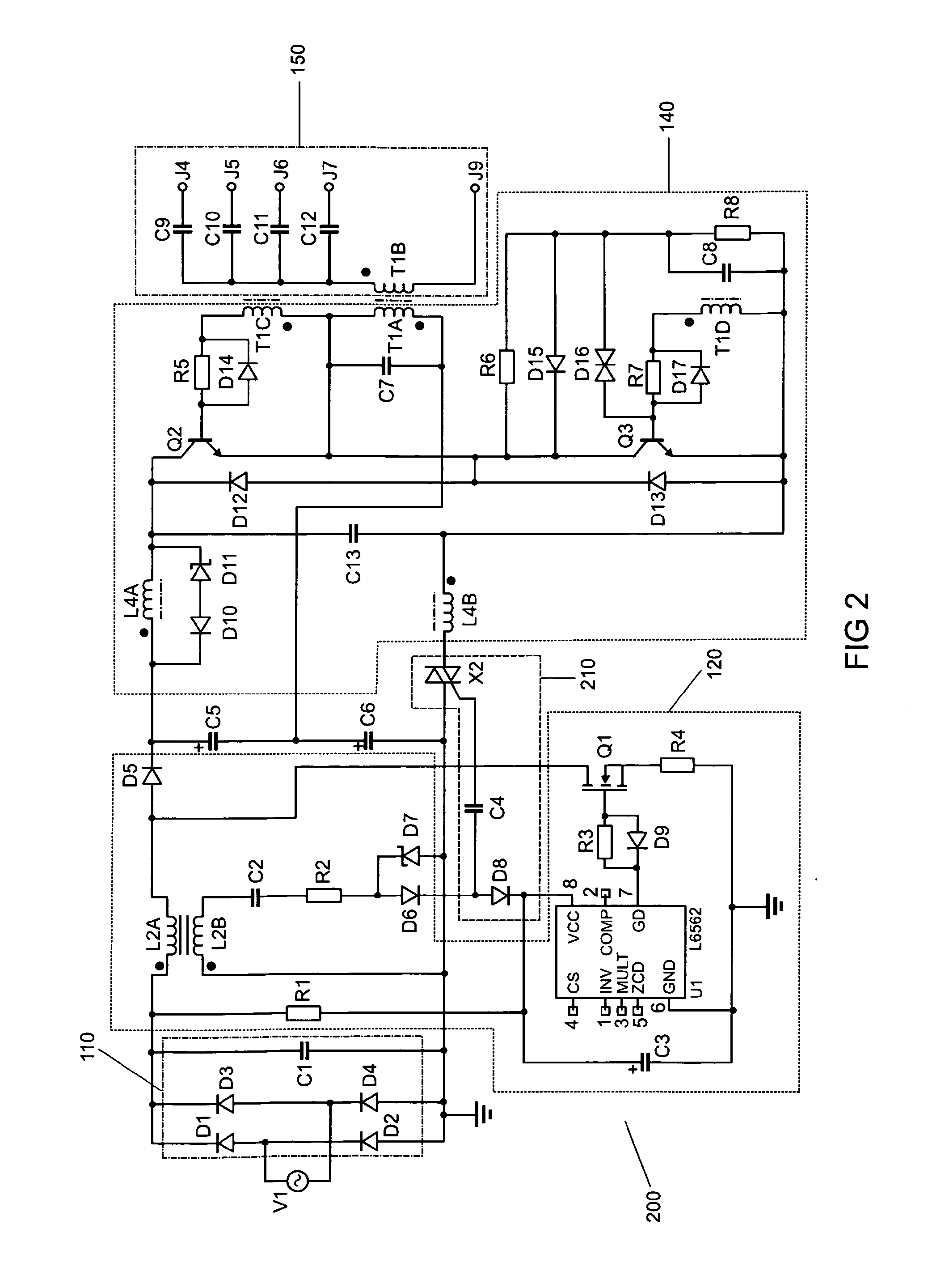 Electronic ballast for lighting unit and lighting apparatus