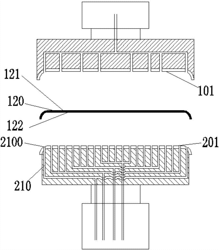 Flexible panel curved-surface adhering device and method