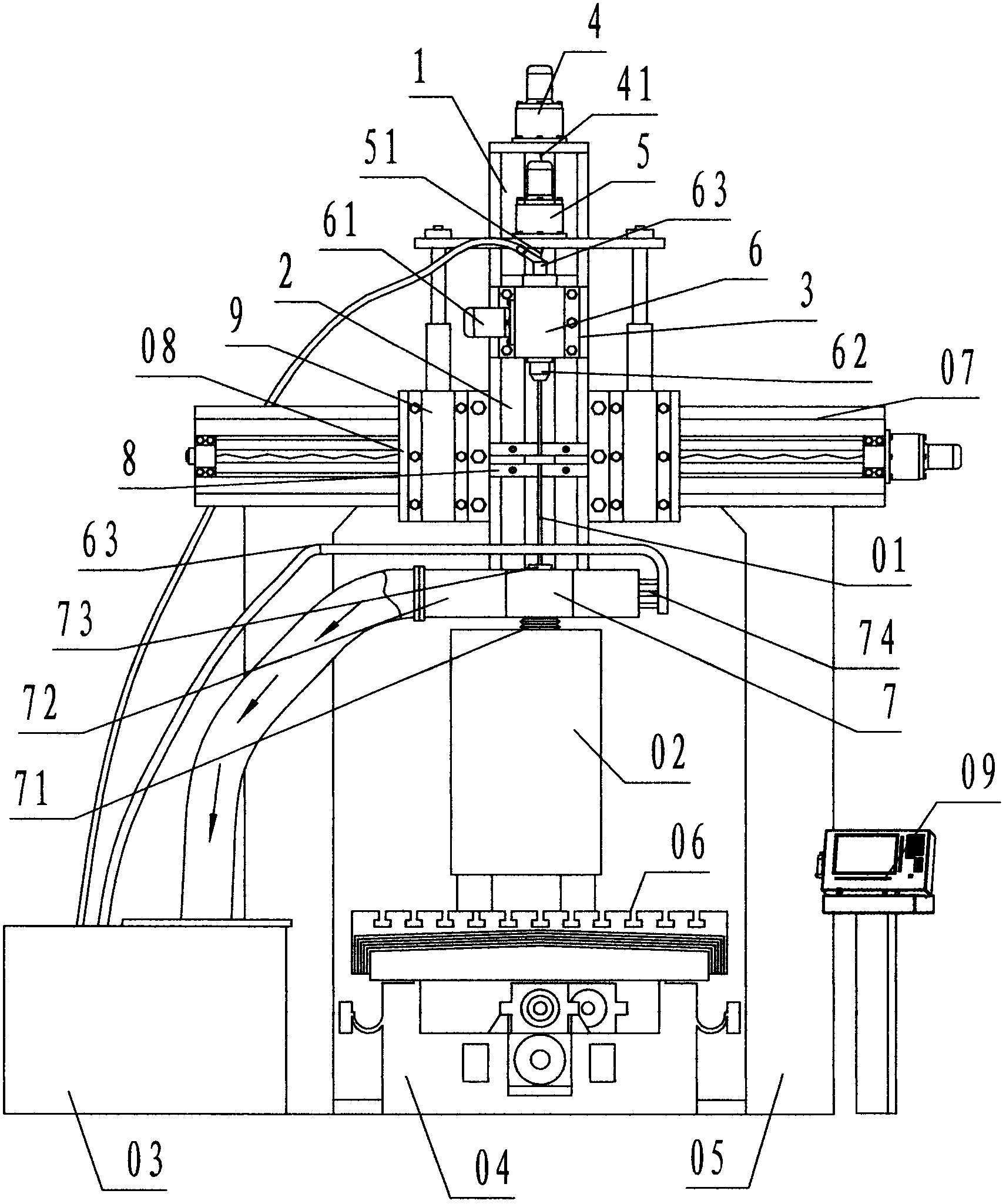 Vertical numerical-control deep hole drilling machine