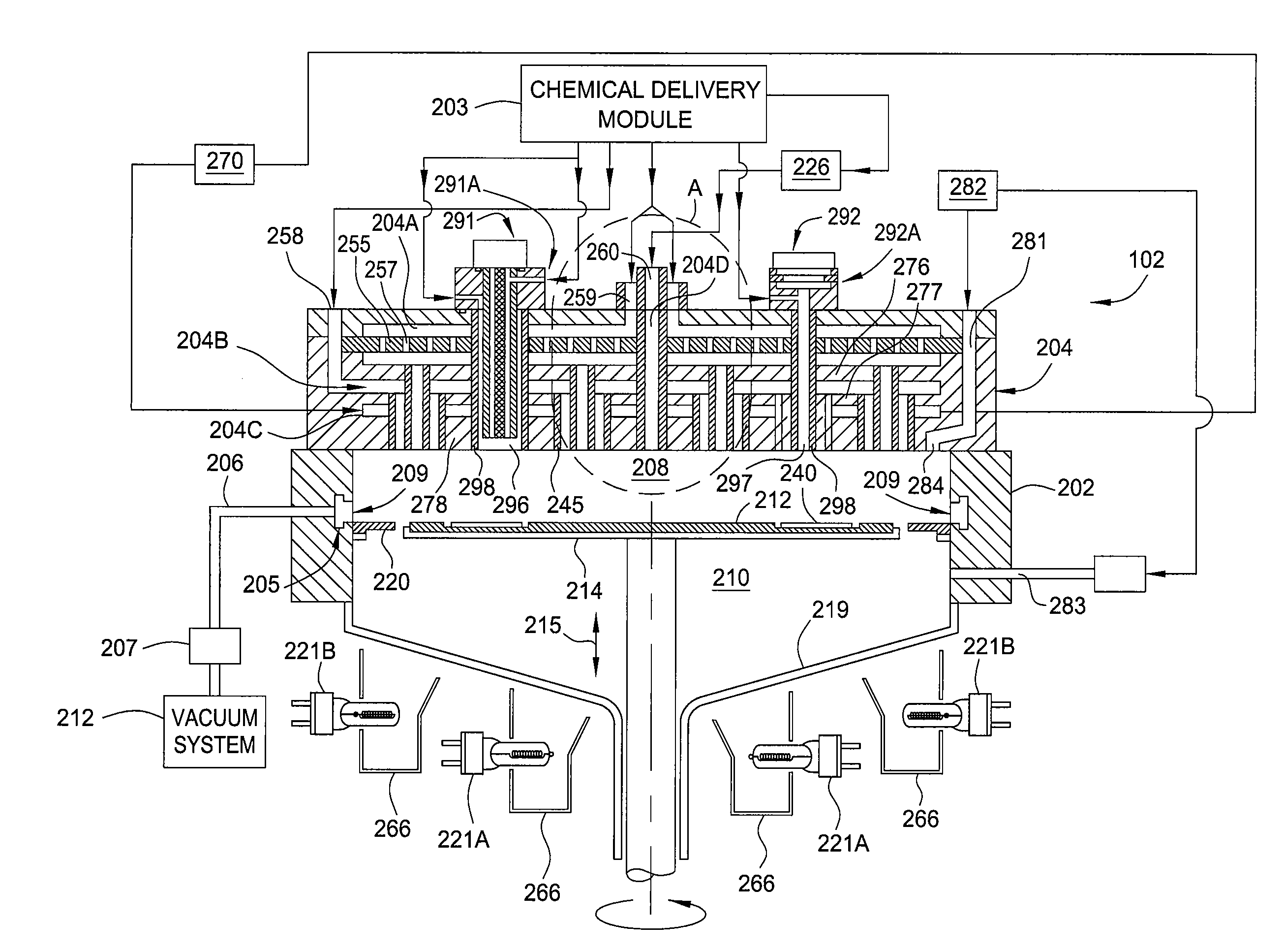 Multiple precursor showerhead with by-pass ports